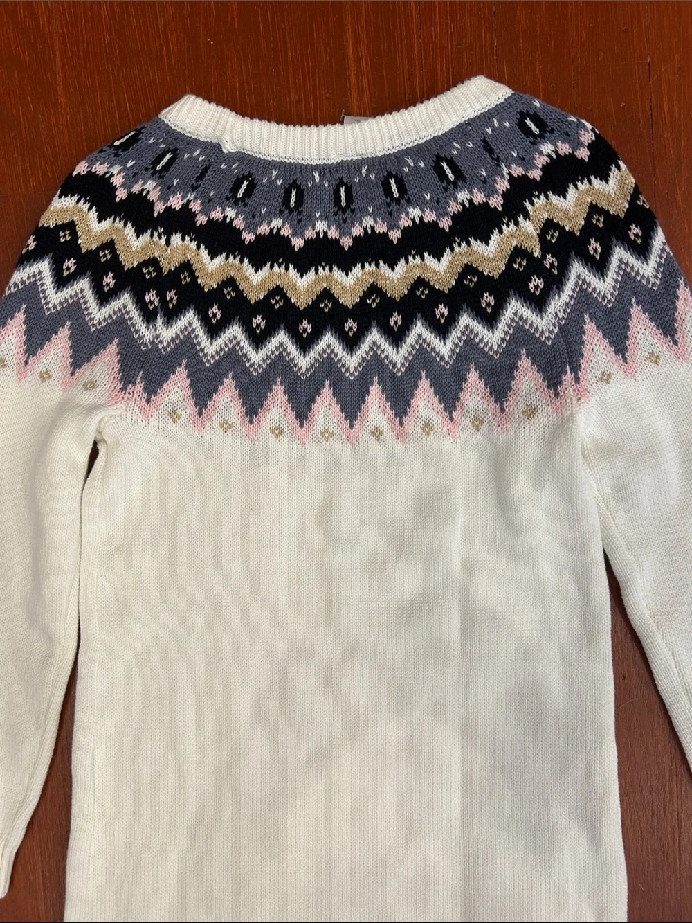 Gymboree Cream Fair Isle Yoke Sweater Dress with Pink, Navy & Gray Accents